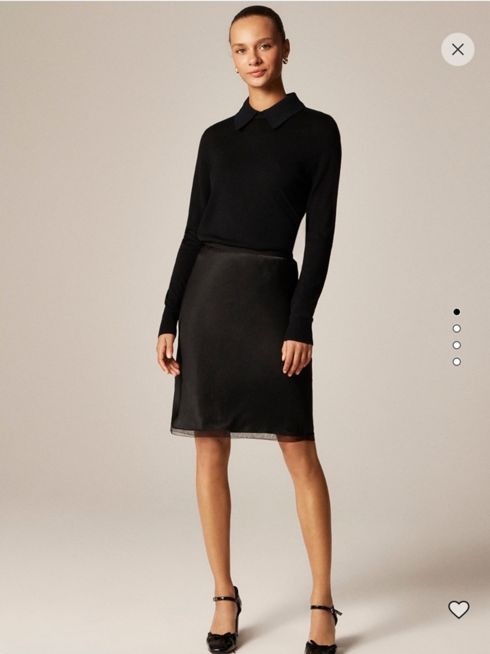 J. Crew Gwen knee-length slip skirt in viscose charmeuse, XS, black